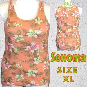 Sonoma Women's XL Peach Color Floral Tank Top
